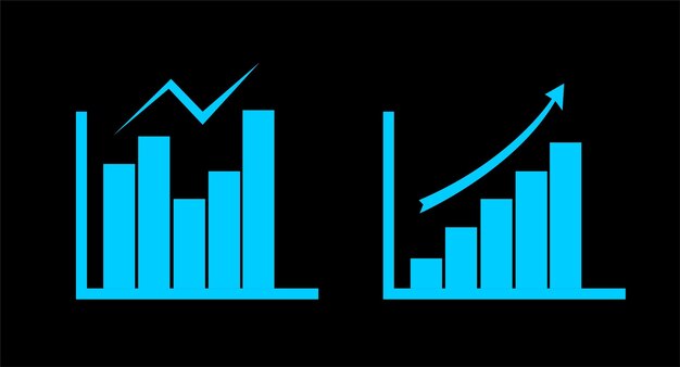 Vector two blue graphs on a black background with a graph showing a graph and the words graph