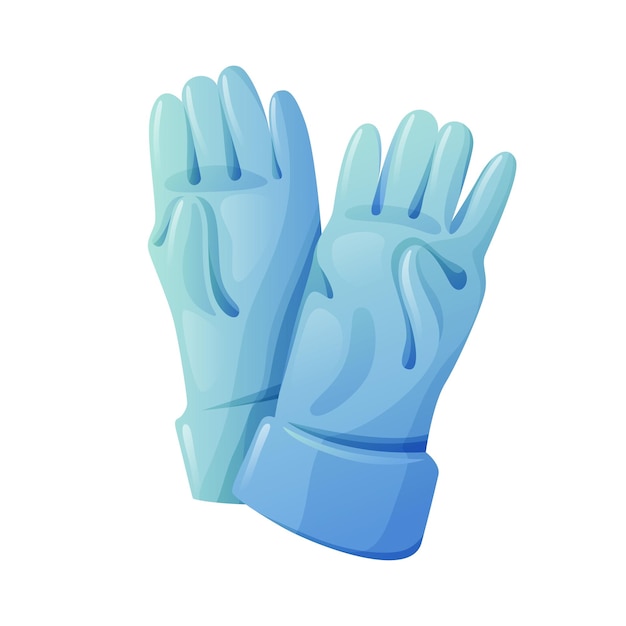 Vector two blue rubber gloves for cleaning on white background vector illustration