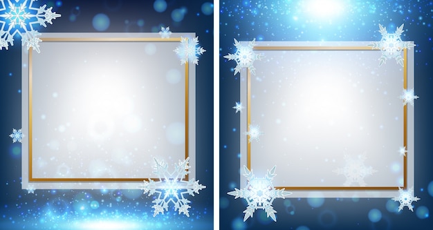 Two border template with snowflakes in background