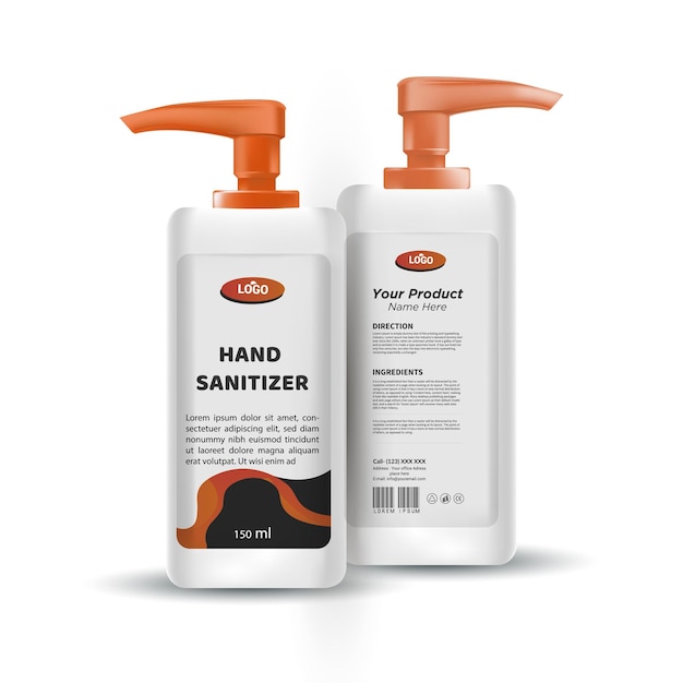 Two bottles of hand sanitizer are shown on a white background