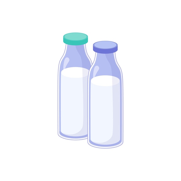 Two Bottles Of Milk Based Product Isolated Icon