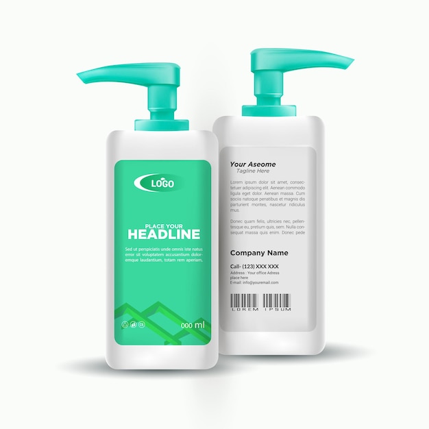 Vector two bottles of shampoo sit on a white background