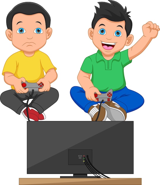 Buy vector boy sitting playing video game royalty-free illustration