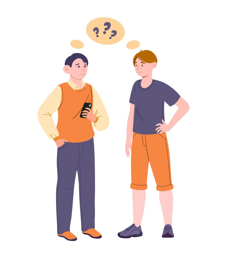 Vector two boys thinking