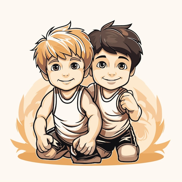 Vector two boys together vector illustration of a boy and a boy