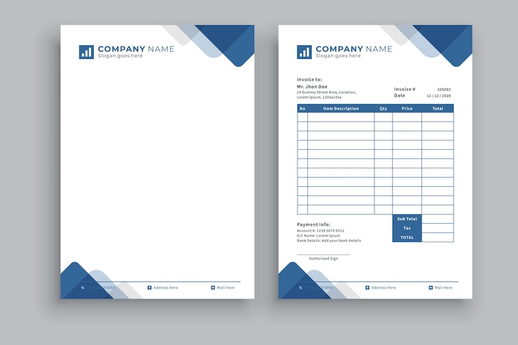 Vector two brochures with the name of the company on the top