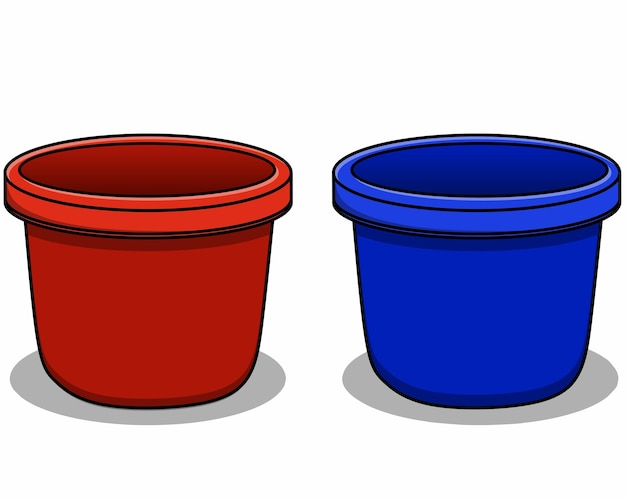 Two buckets isolated white background