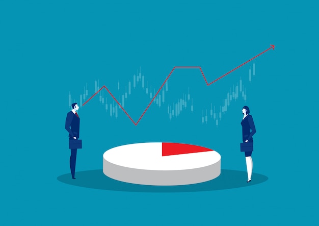 Two business looking at result of business project, analysis and stats in visual representation,  .