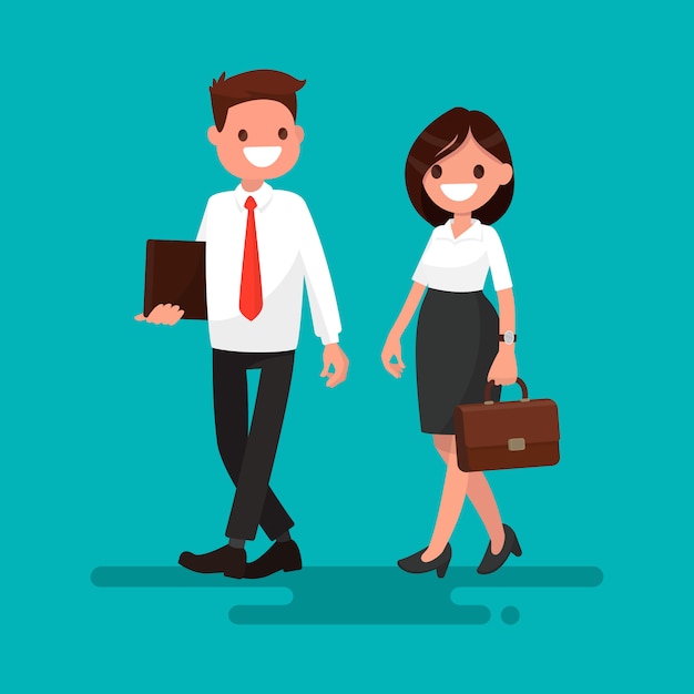 Two business partner go together illustration