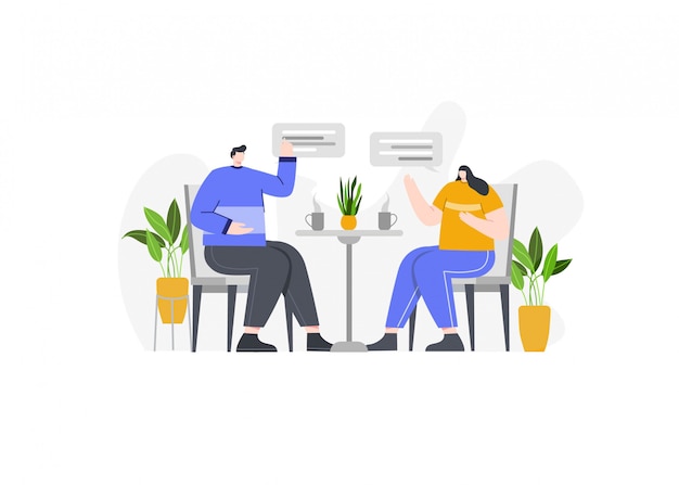 two business people chatting in concept illustration  
