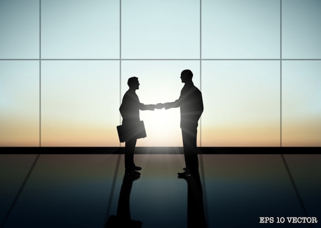 Vector two businessman are shaking hand.