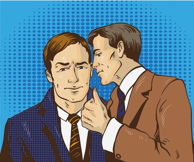 2人のビジネスマンが互いに話します。男は彼の友人にビジネスの秘密を伝える