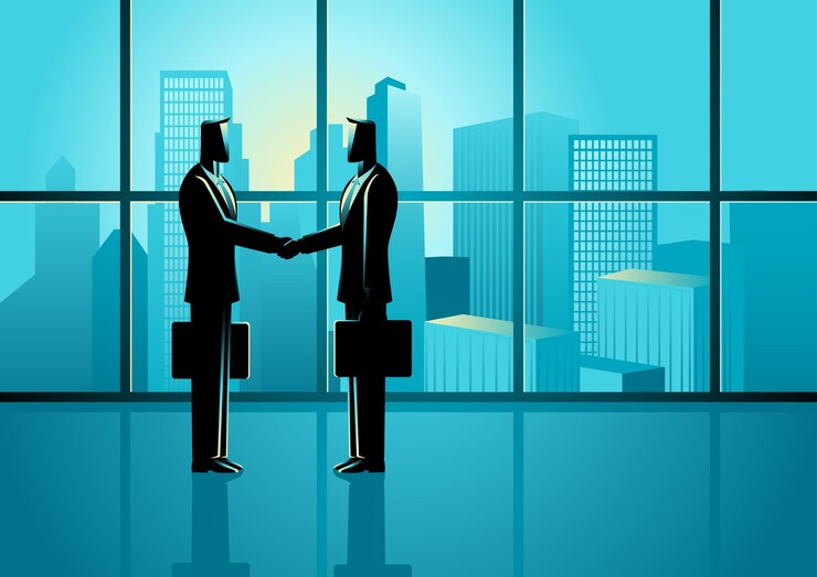 Vector two businessmen shaking hands