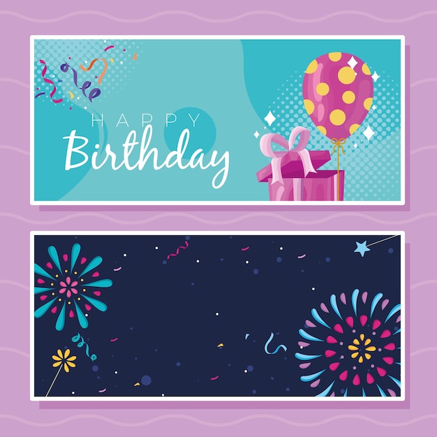 Vector two cards party celebration icons