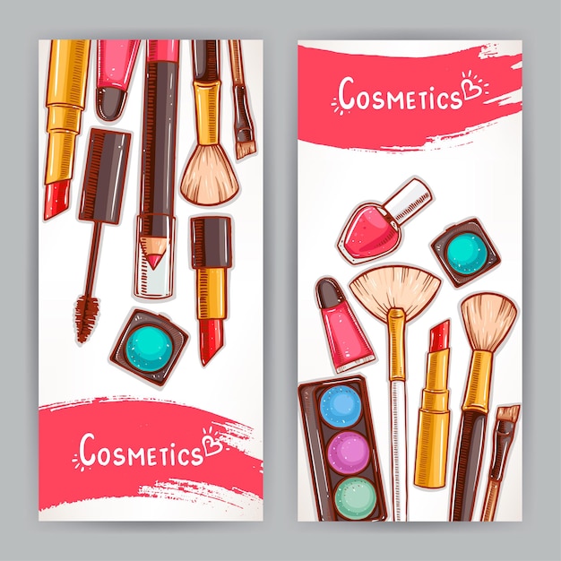 Two cards with decorative cosmetics