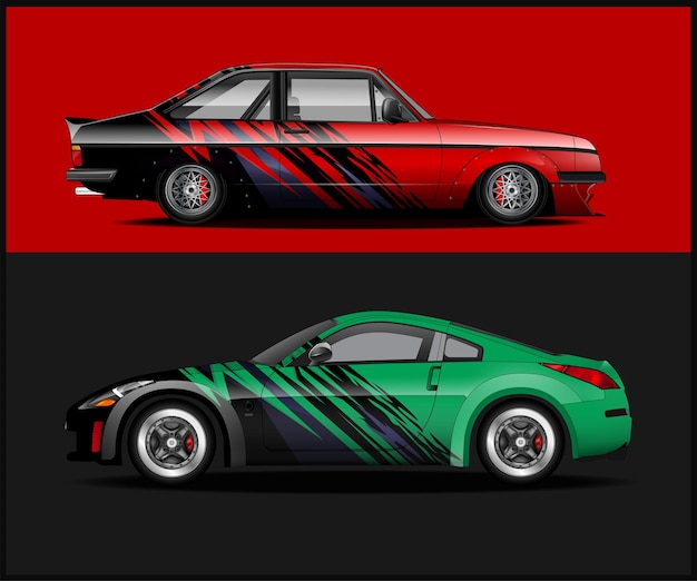 Две машины рядом с разными цветами на них.