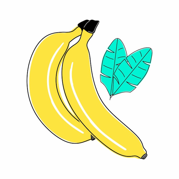 Two cartoon bananas with leaves