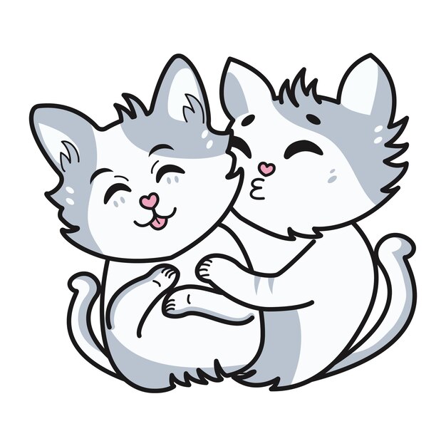 two cats facing each other vector illustration on white background