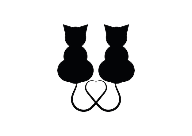 Two cats in love icon vector illustration