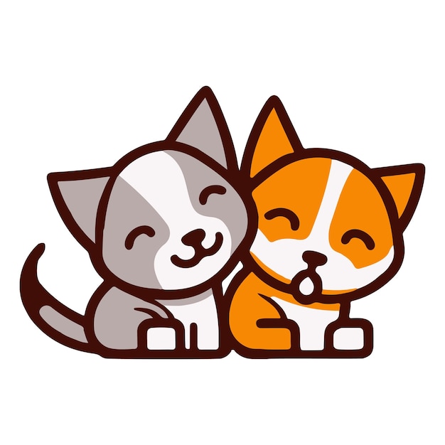 Premium Vector  Two cats sit together in an embrace gray and red cat