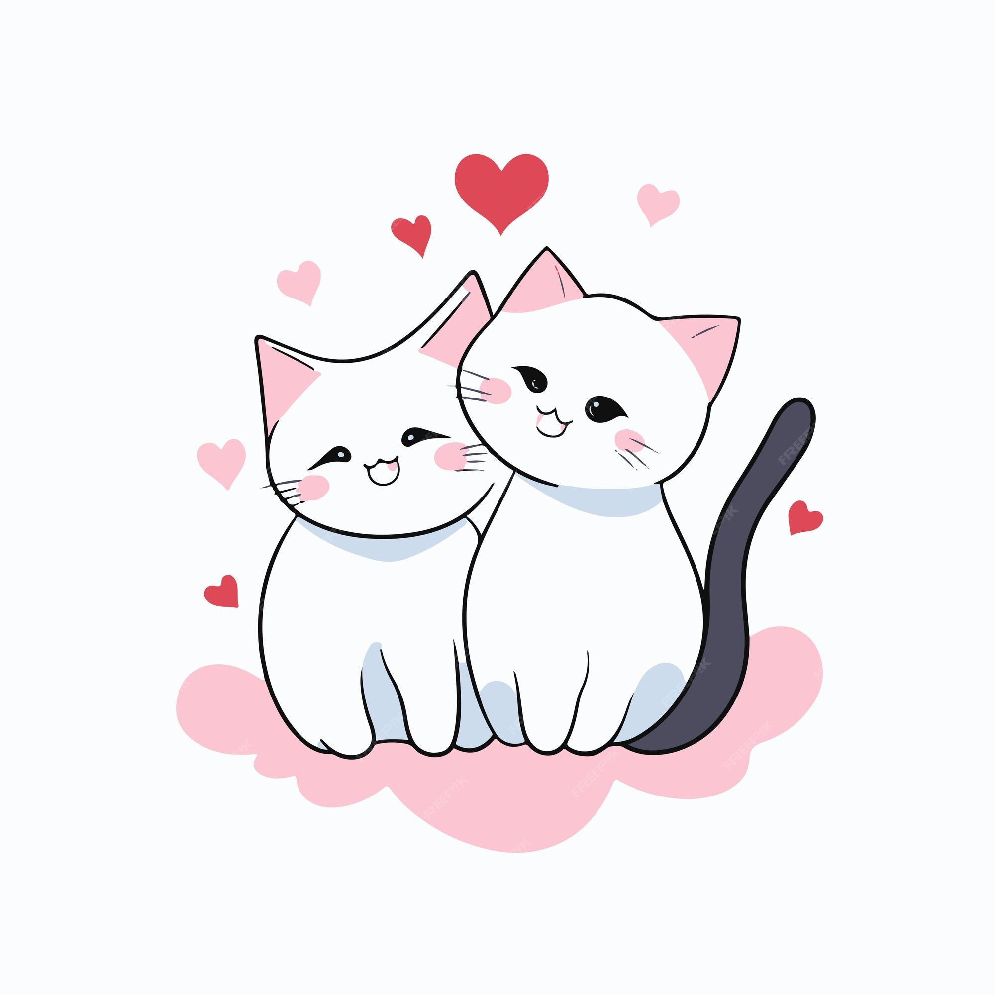 Its twins Two cute twin cats. Cat head couple family icon. Cute