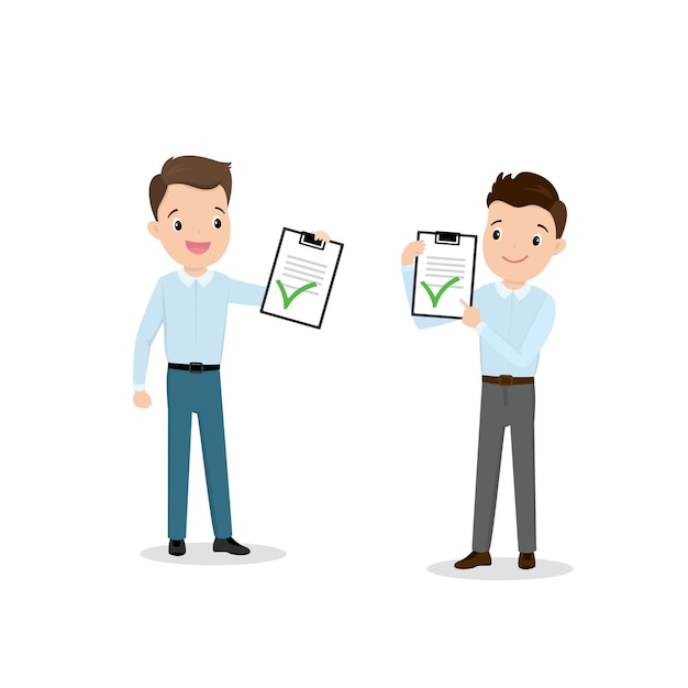 2人の白人ビジネスマンまたはオフィスワーカーのベクトルイラスト