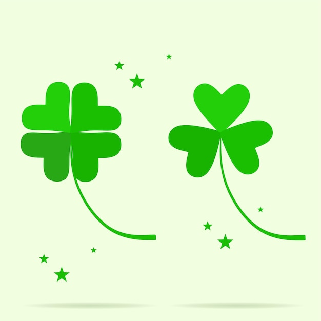 Two clovers on a green background four leaf clover in a green background