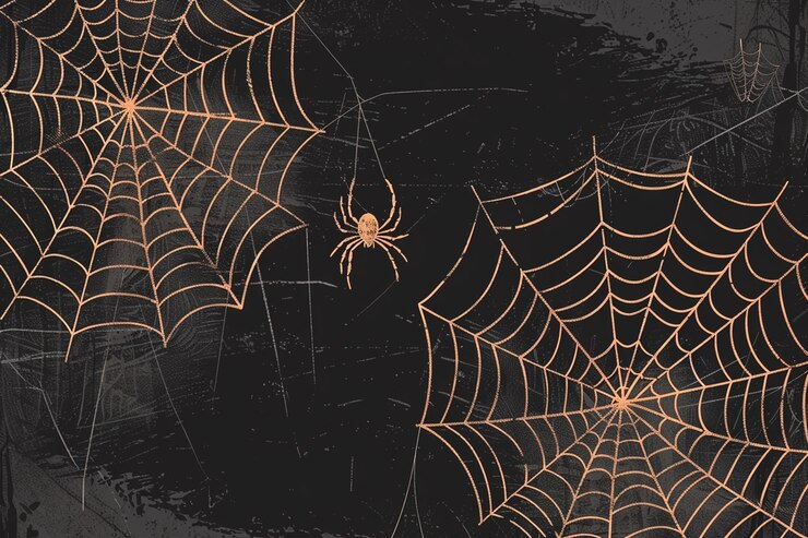 Vector two cobwebs on dark background