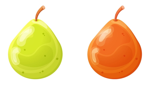 Two color pear cartoon style vector illustration Game ui design elements