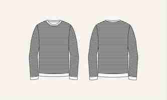 Vector two color stripe crew neck mens sweater sketch for tach pack