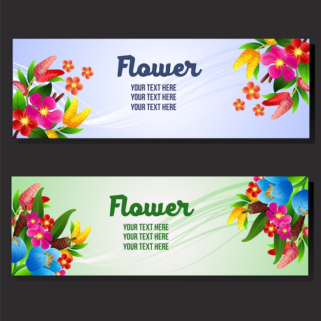 Two colored flowers banner