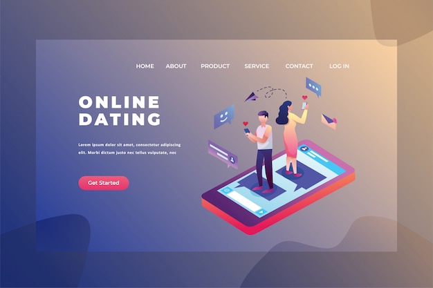 Two Couples looking for a date  Love & Relationship Web Page Header Landing Page Template Illustration