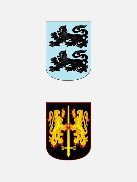 Vector two crests with the word lions on them