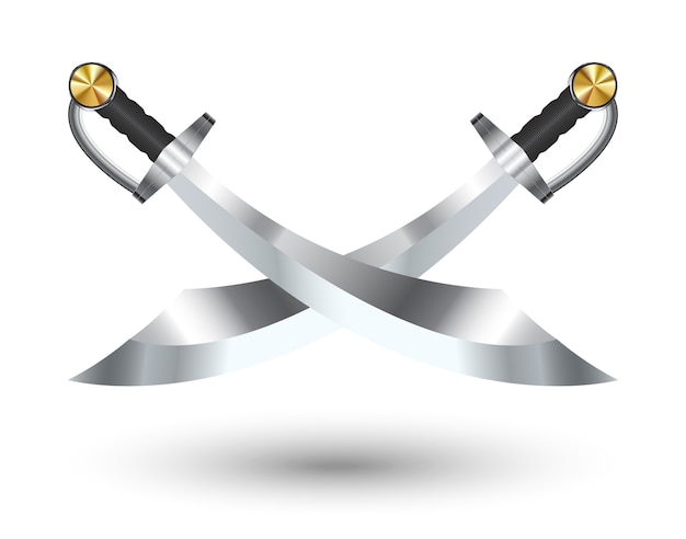 Вектор Два креста пиратский меч на белом фоне