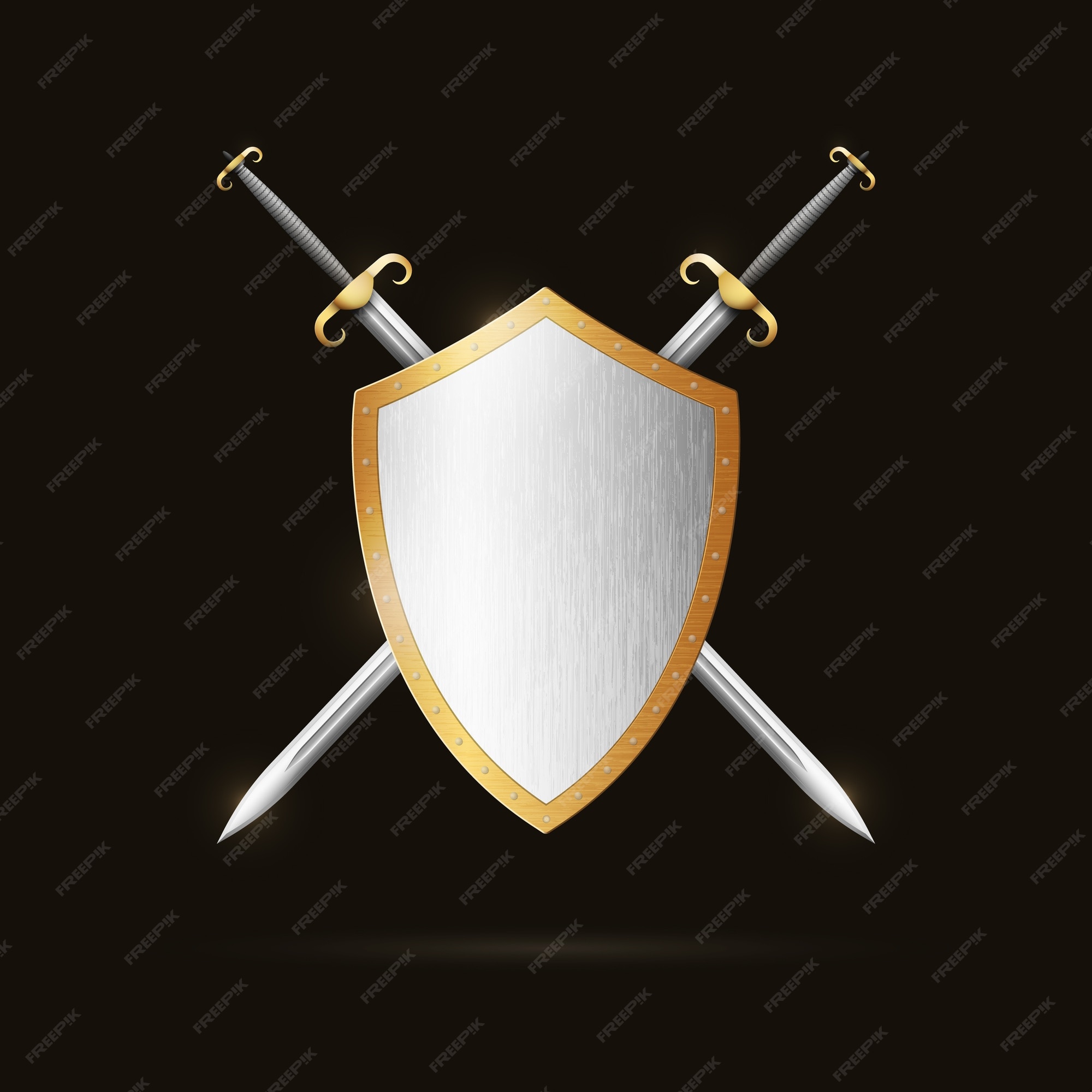 Crossed swords with a shield hi-res stock photography and images