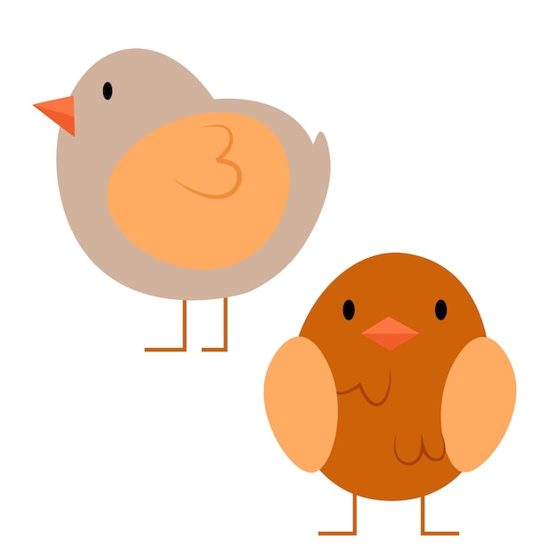 Vector two cute brown chicks