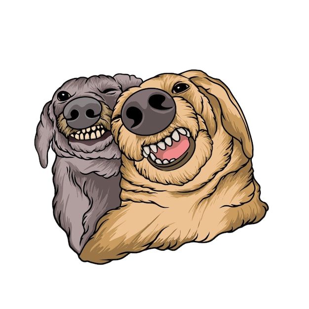 Two cute dogs taking selfie clipart