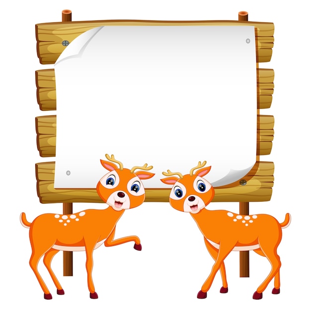 Two deer with blank paper background