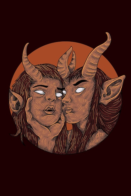 Two devil vector illustration