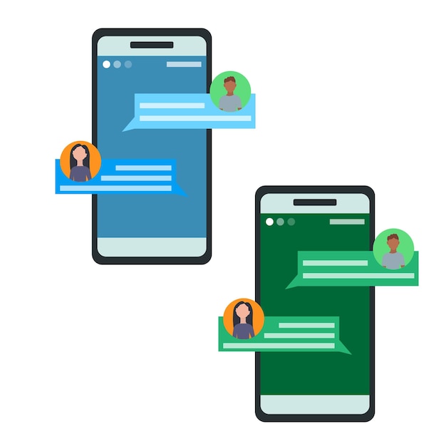 Two different phones vector illustration