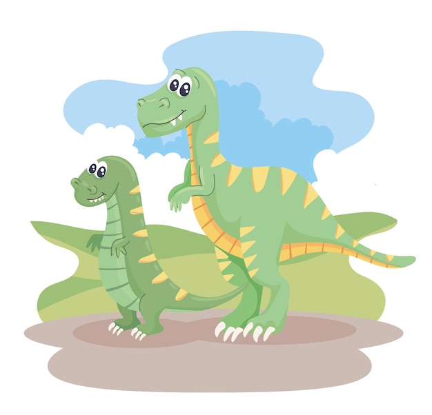 Two dinosaurs scene