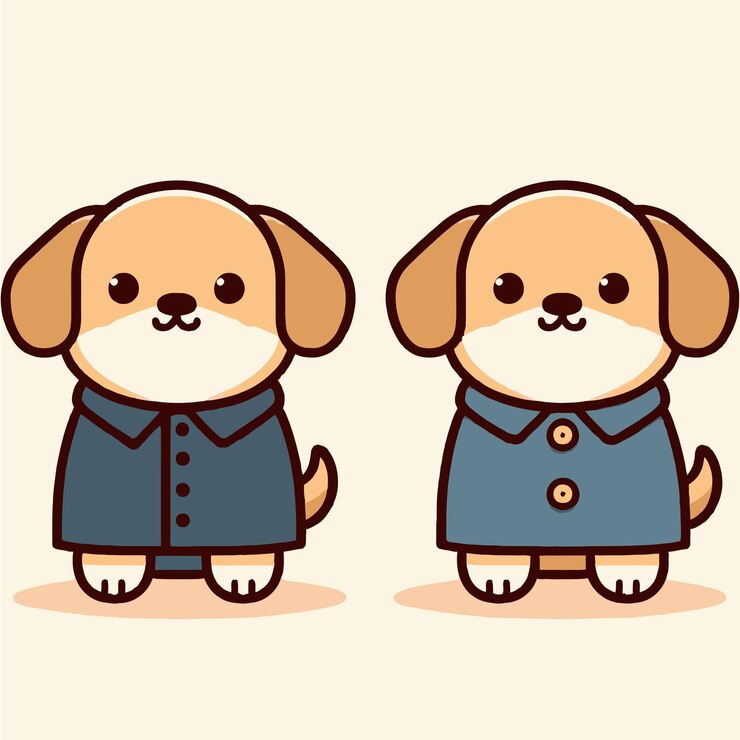 Vector 犬と書かれたジャケットを着た2匹の犬