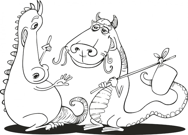 Two dragons for coloring book