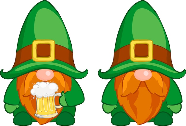 Vector two dwarfs with a mug of beer st patricks day