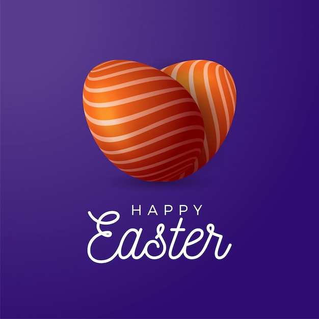 Two easter eggs ornament lie in the shape of a heart. Happy easter greeting card illustration.