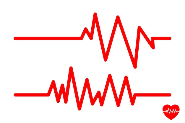 Vector two ecg line heartbeats set