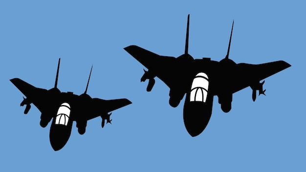 Vector two f14 jet fighter silhouette vector design