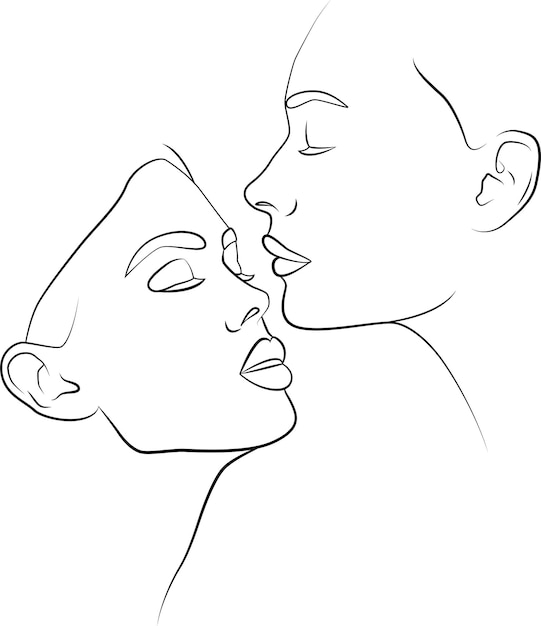 Two faces in one line A continuous line two female faces