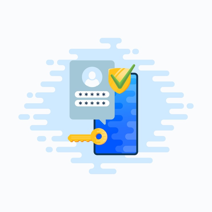 Vector two factor autentication security illustration login confirmation notification with password code message smartphone mobile phone app account shield and key icons isolated
