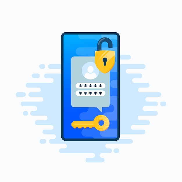 Two factor autentication security smartphone sms illustration Login confirmation notification with password code message Mobile phone app account shield lock and key icons Isolated